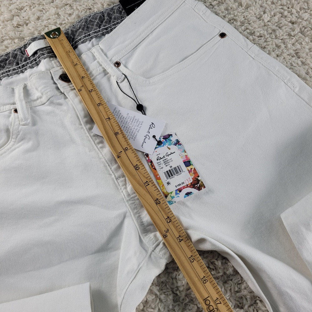 Robert Graham Perfect Fit Jeans Men's 36x33.5 White Straight Leg Trousers NEW - Picture 7 of 14